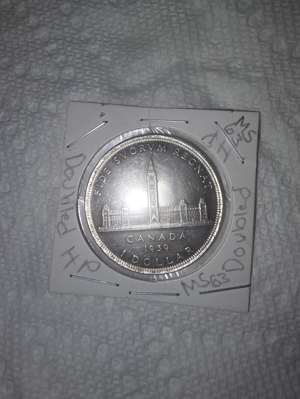 Canadian 1939 MS-63 DOUBLED HP VARIETY Silver Dollar (80% Silver)